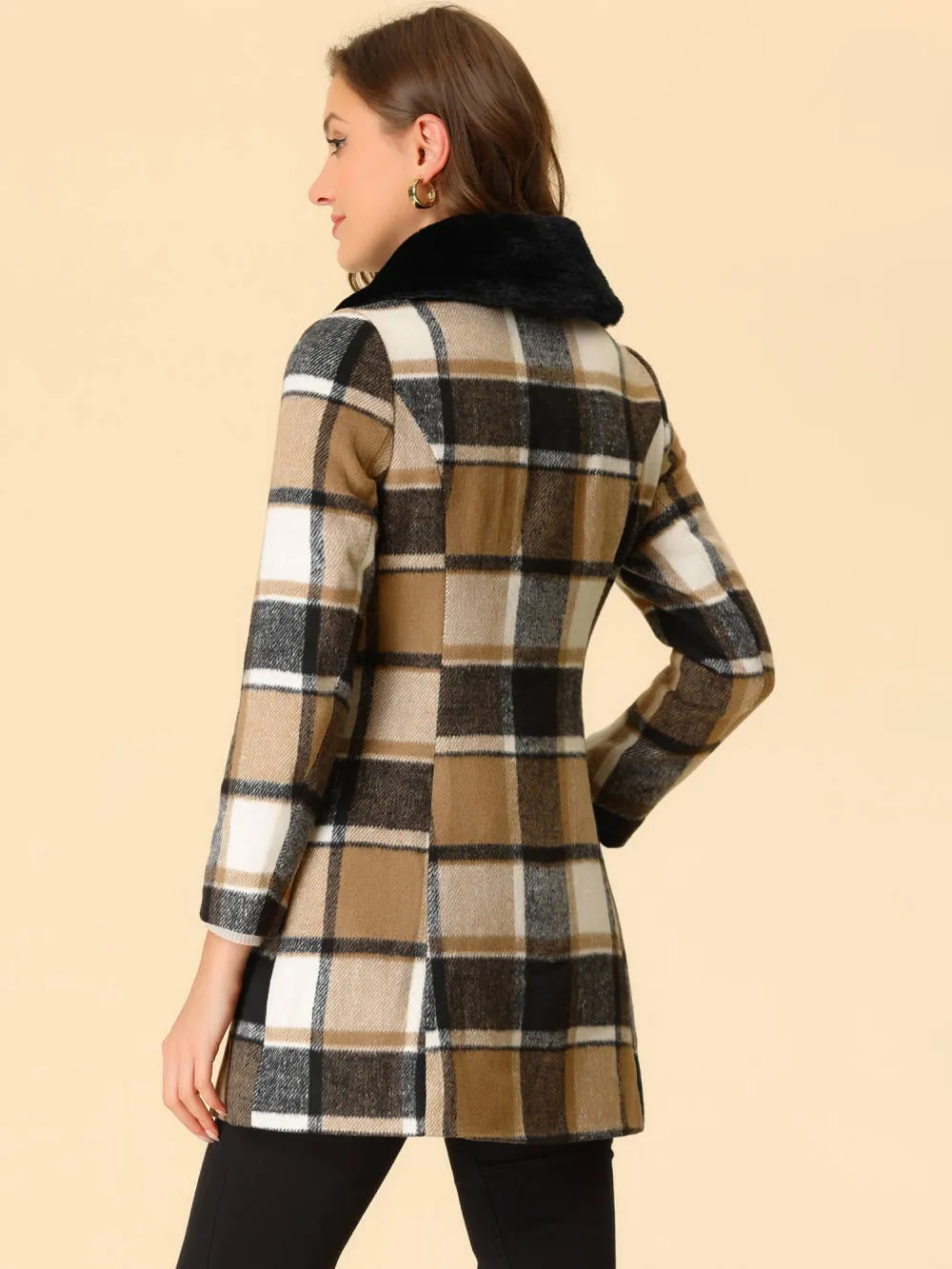 Allegra K- Buffalo Checks Peter Pan Collar Long Plaid Coat sold by Reitmans product image thumbnail 4