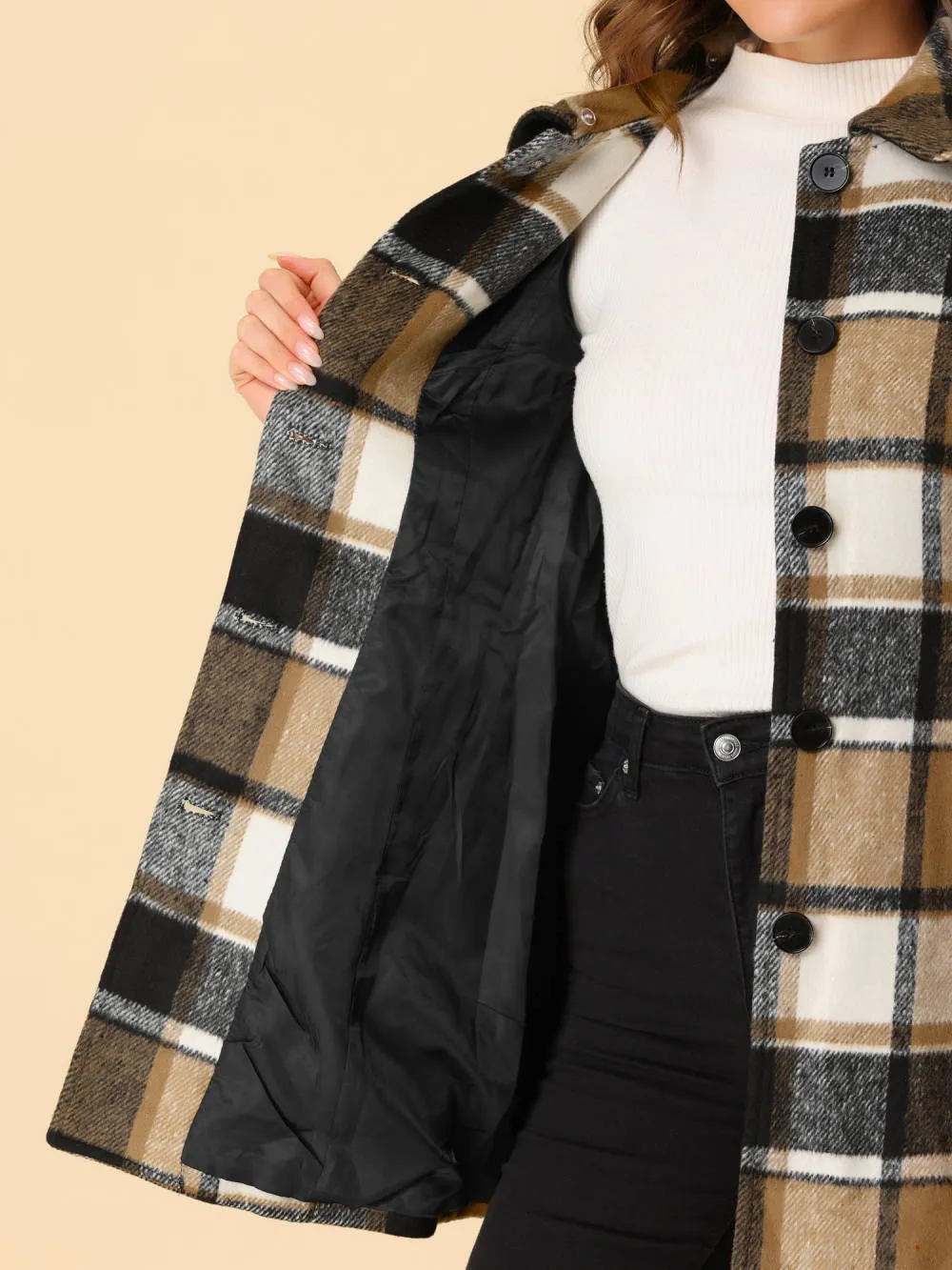 Allegra K- Buffalo Checks Peter Pan Collar Long Plaid Coat sold by Reitmans product image thumbnail 5