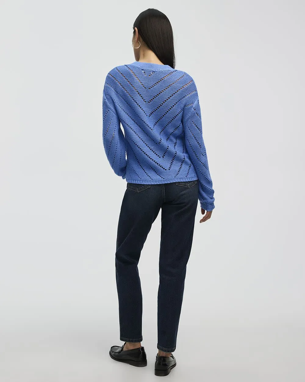 Long-Sleeve V-Neck Cardigan with Pointelle Stitches sold by Reitmans product image thumbnail 2