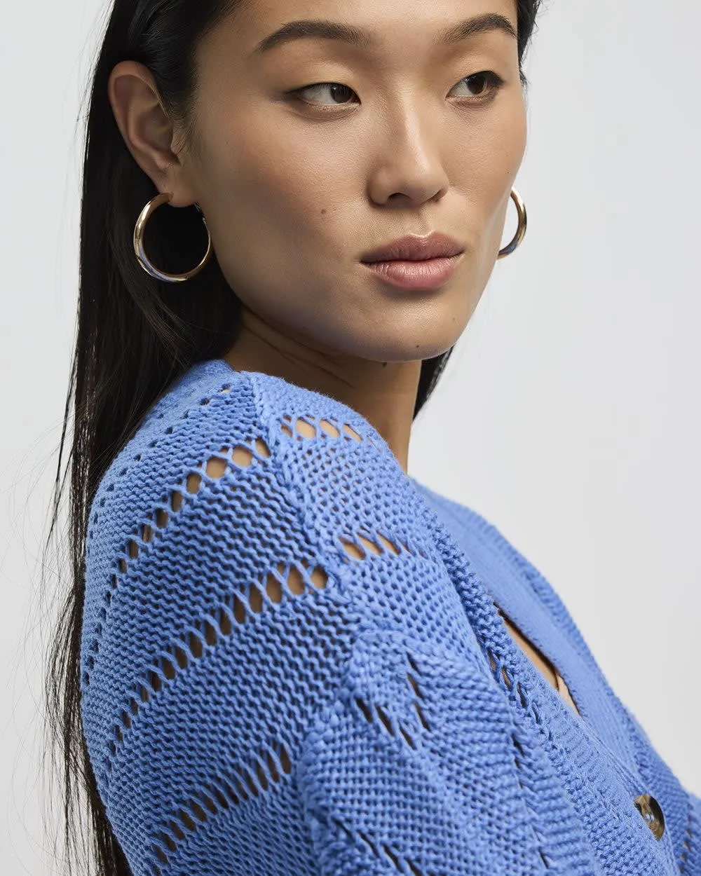 Long-Sleeve V-Neck Cardigan with Pointelle Stitches sold by Reitmans product image thumbnail 4