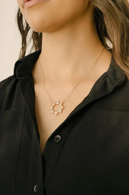 Holiday Gift Evenlope with Goldtone & Aurora Borealis Crystal Wreath Pendant Necklace - callura sold by Reitmans product image thumbnail 2