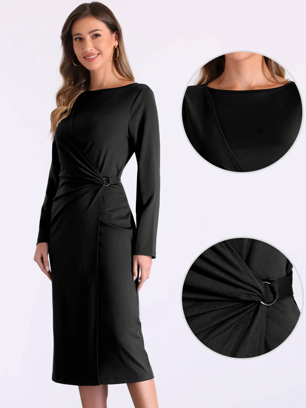 Allegra K - Long Sleeve Wrap Ruched Church Dress sold by Reitmans product image thumbnail 2