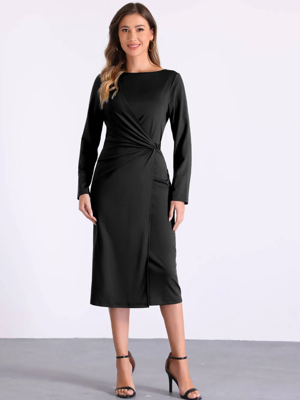 Allegra K - Long Sleeve Wrap Ruched Church Dress sold by Reitmans product image thumbnail 4