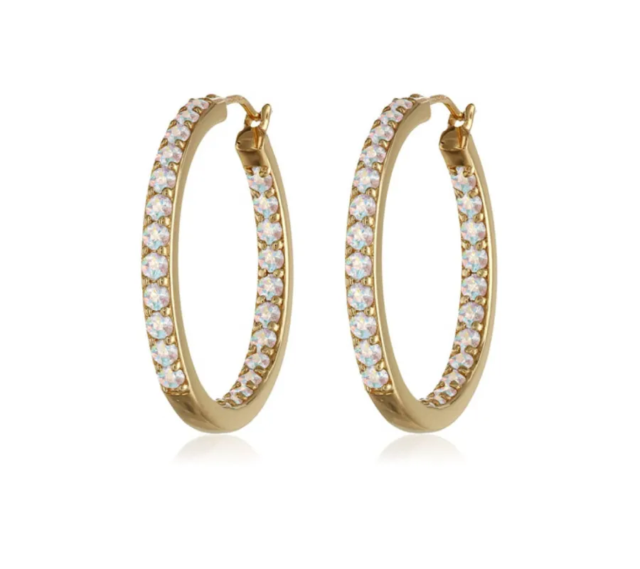 Goldtone Aurora Borealis Dual Sided Hoop Earrings made with Quality Austrian Crystals - MICALLA sold by Reitmans