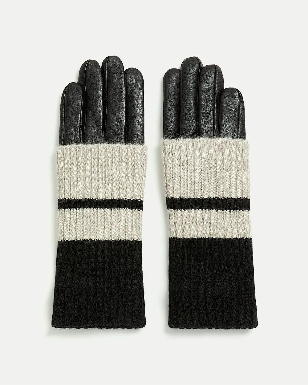 Leather Gloves with Striped Knit Fold-Over sold by Reitmans product image thumbnail 4