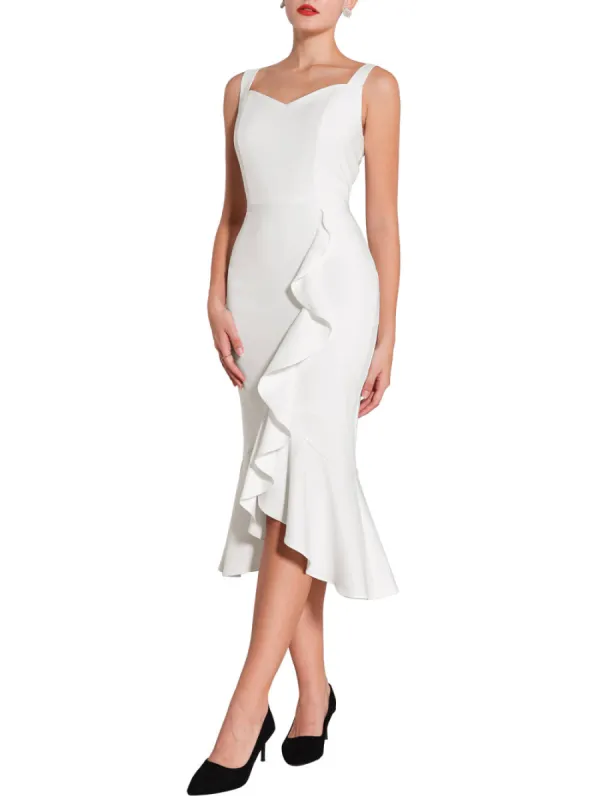 Hobemty - Sweetheart Neck Sleeveless Ruffled Fishtail Dress sold by Reitmans