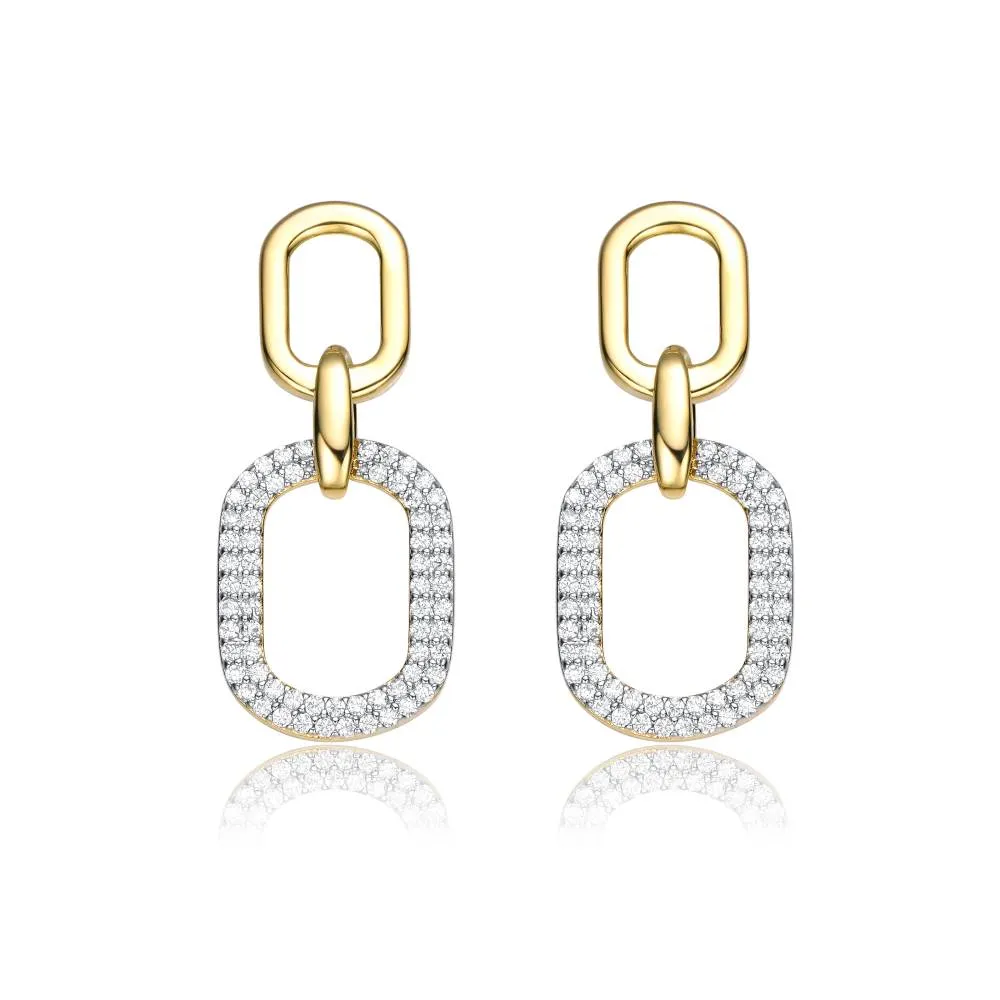 Rachel Glauber 14k Gold Plated with Cubic Zirconia Pave Geometric Oval Chain Dangle Earrings sold by Reitmans product image thumbnail 2