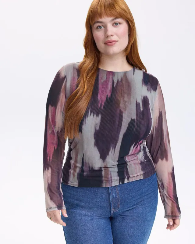 Long-Sleeve Crew-Neck Mesh Top sold by Reitmans
