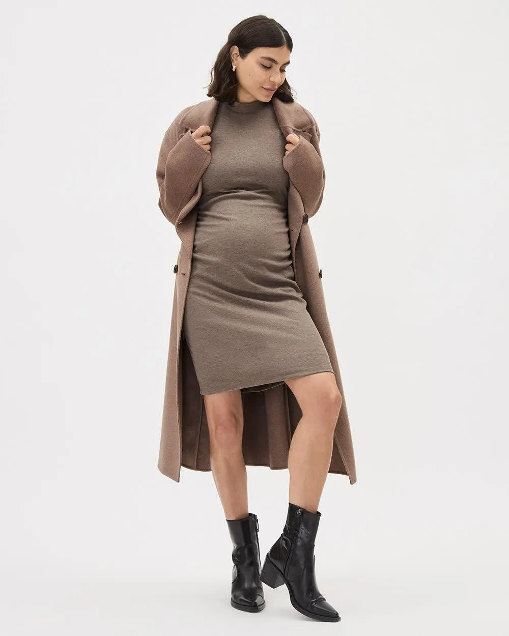 Long-Sleeve Mock-Neck Ribbed Dress - Thyme Maternity sold by Reitmans product image thumbnail 4