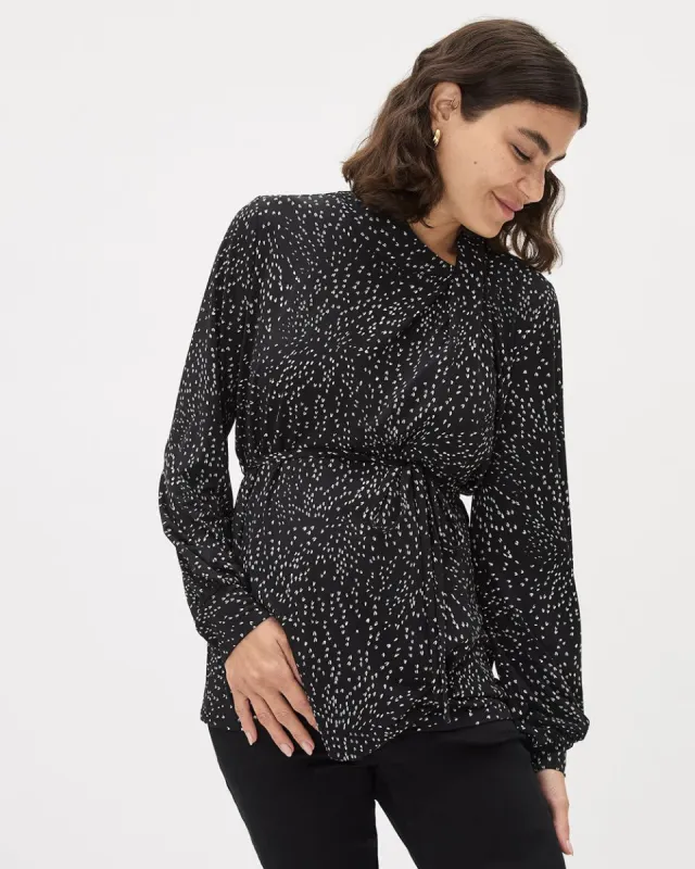 Long-Sleeve Pleated Mock-Neck Top - Thyme Maternity sold by Reitmans