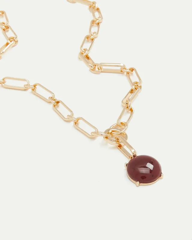 Chunky Link Chain Necklace with Stone Pendant sold by Reitmans