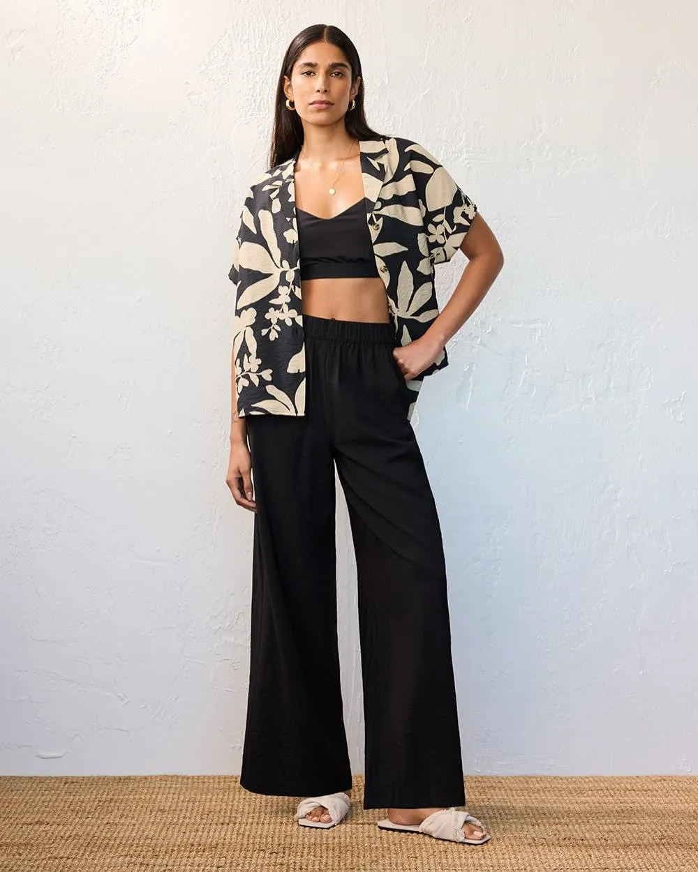 Wide-Leg High-Rise Pull-On Pant - Petite sold by Reitmans