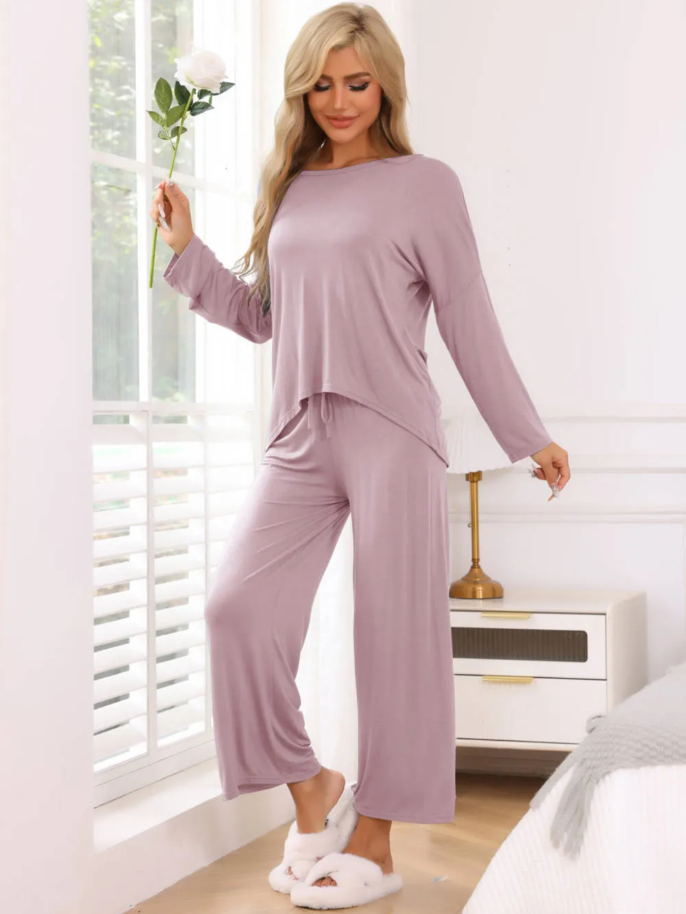 Cheibear - Long Sleeve Viscose Pajama Set sold by Reitmans product image thumbnail 2