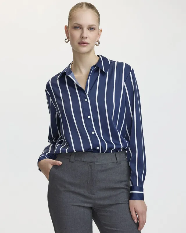 Satin Long-Sleeve Buttoned-Down Blouse sold by Reitmans