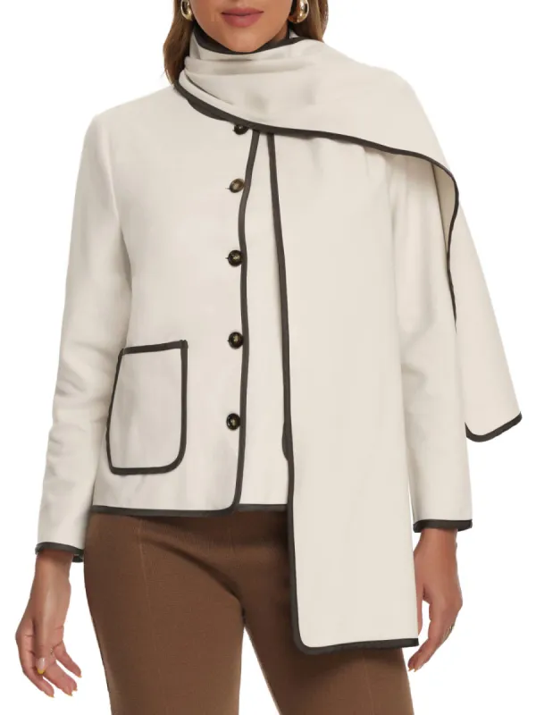 Allegra K- Scarf Collar Button Down Winter Coat sold by Reitmans