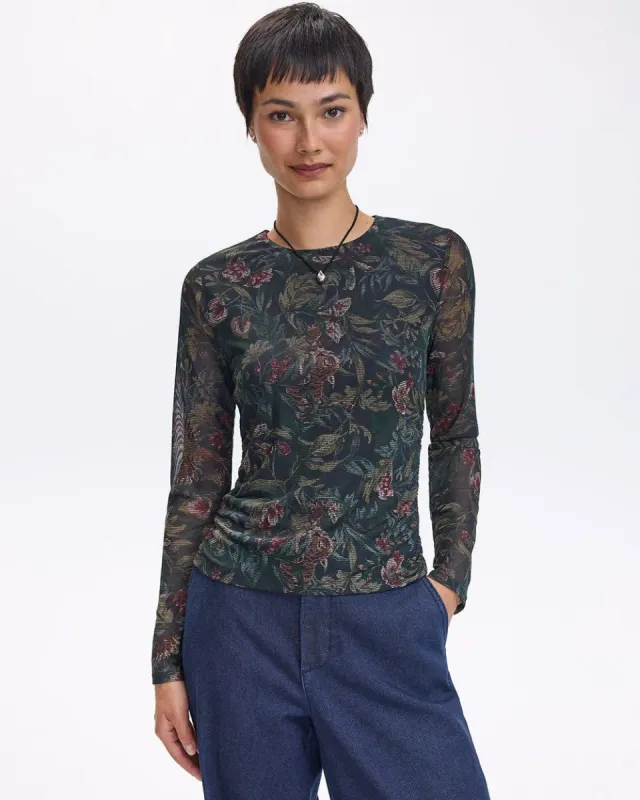 Long-Sleeve Crew-Neck Mesh Top sold by Reitmans