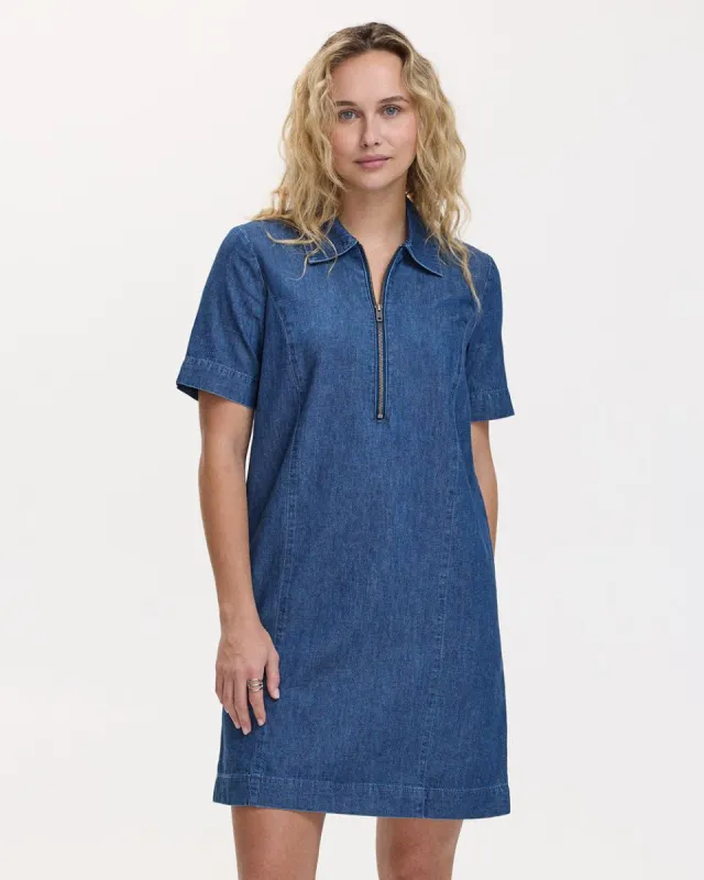 Short-Sleeve Denim Dress with Shirt Collar sold by Reitmans