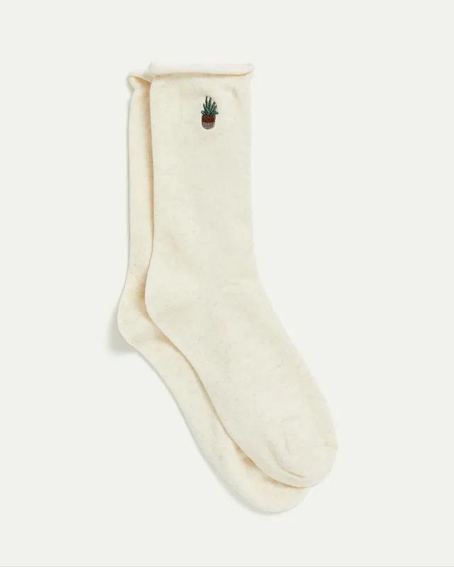 Cotton Anklet Socks with Succulent at Hem sold by Reitmans