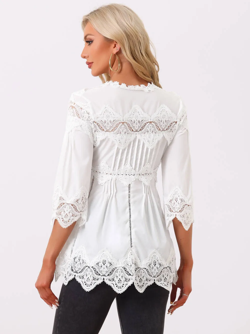 Allegra K - Lace Trim Chiffon Hollow Out Blouse sold by Reitmans product image thumbnail 4