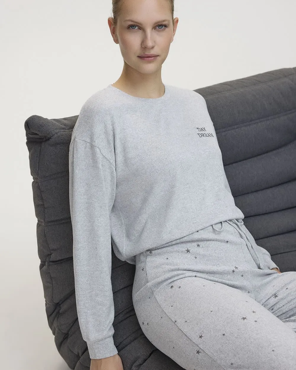 Long-Sleeve Crew-Neck Brushed Snit Pyjama Top - R Line sold by Reitmans product image thumbnail 3