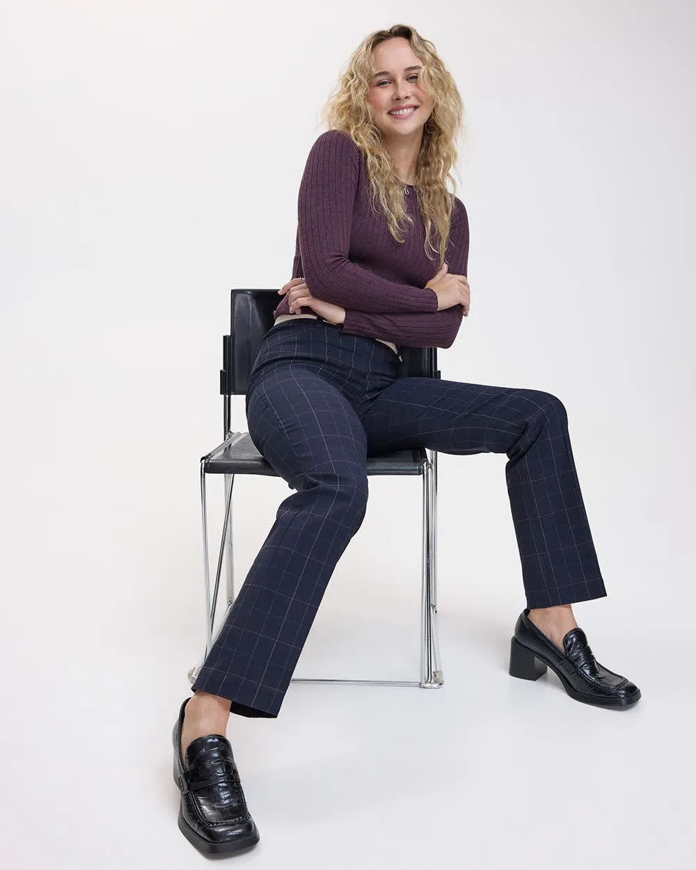 Straight-Leg High-Rise Plaid Pants - The Iconic (R) - Tall sold by Reitmans product image thumbnail 3
