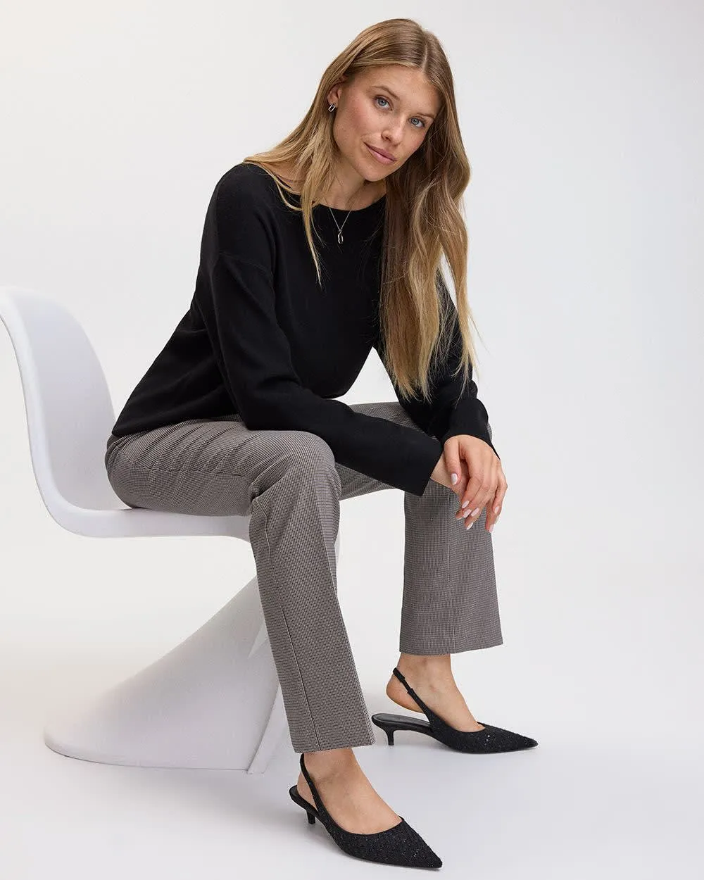 Straight-Leg High-Rise Houndstooth Pants - The Iconic (R) sold by Reitmans product image thumbnail 4