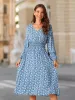 Allegra K - Floral V-Neck Long Sleeve Midi Dress sold by Reitmans