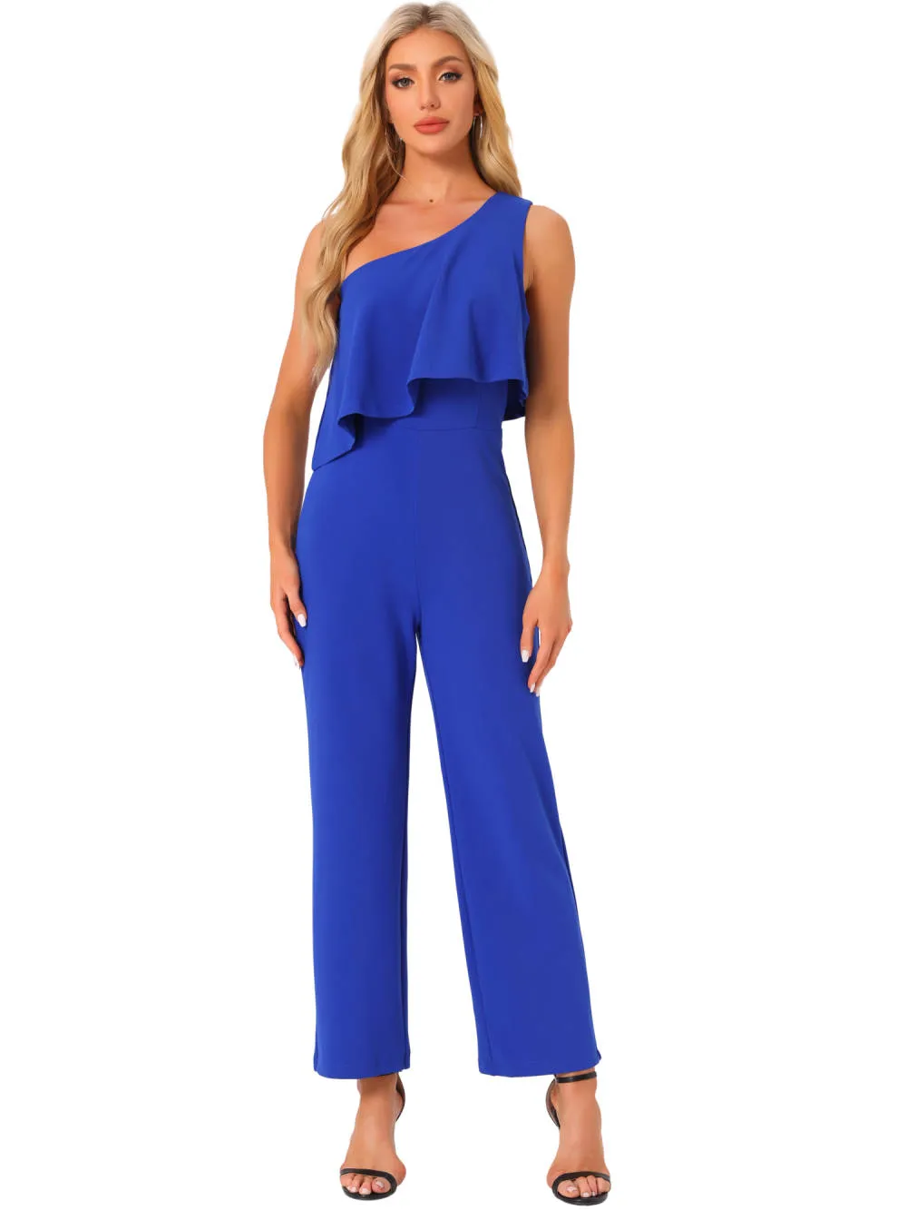 Allegra K - One Shoulder Sleeveless Long Jumpsuit sold by Reitmans