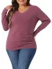 Agnes Orinda - Long Sleeve V Neck Knitted Blouse sold by Reitmans