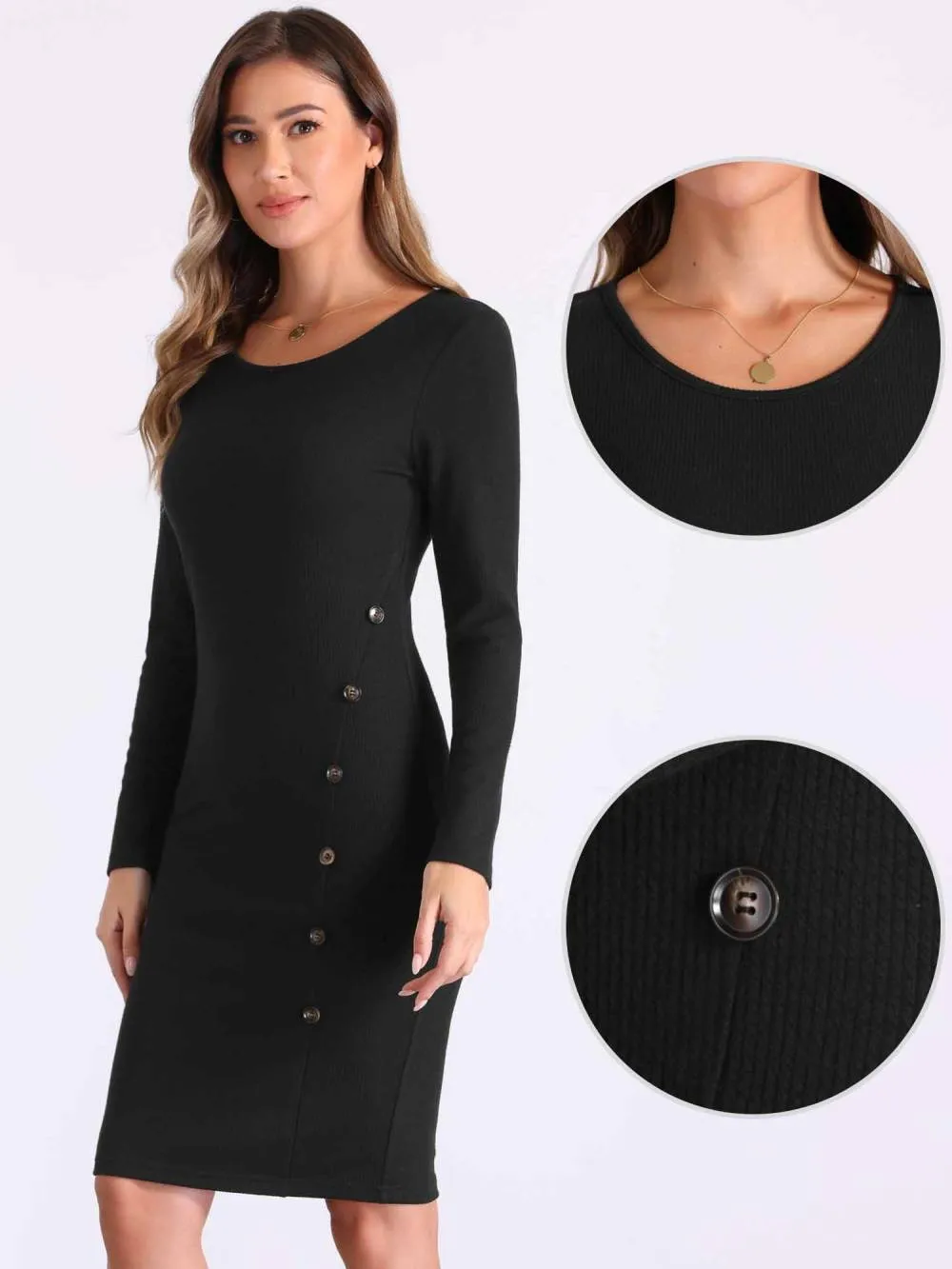Allegra K - Button Decor Sweater Sheath Dress sold by Reitmans product image thumbnail 2