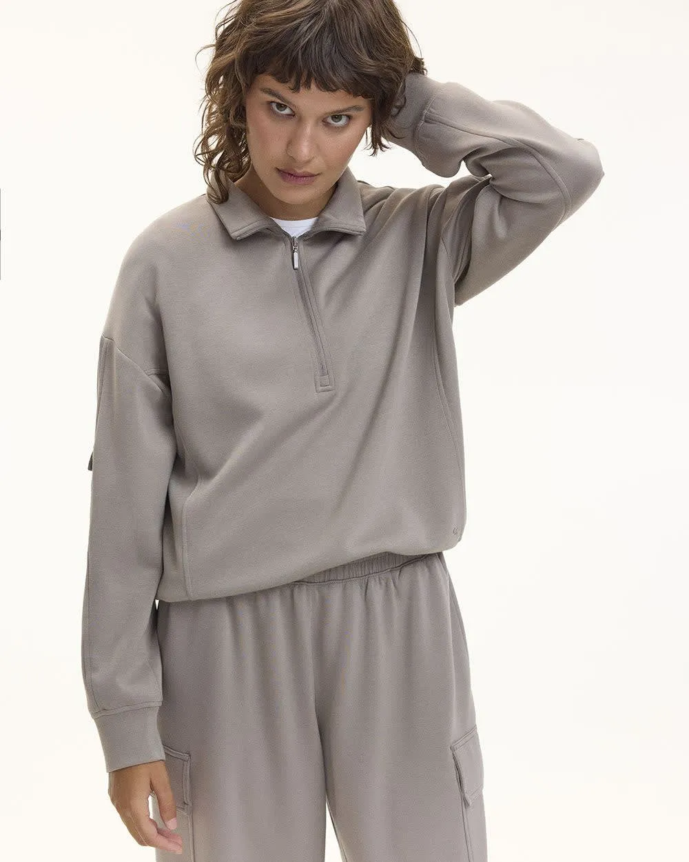 Long-Sleeve Half-Zip Mock-Neck Pullover - Hyba sold by Reitmans