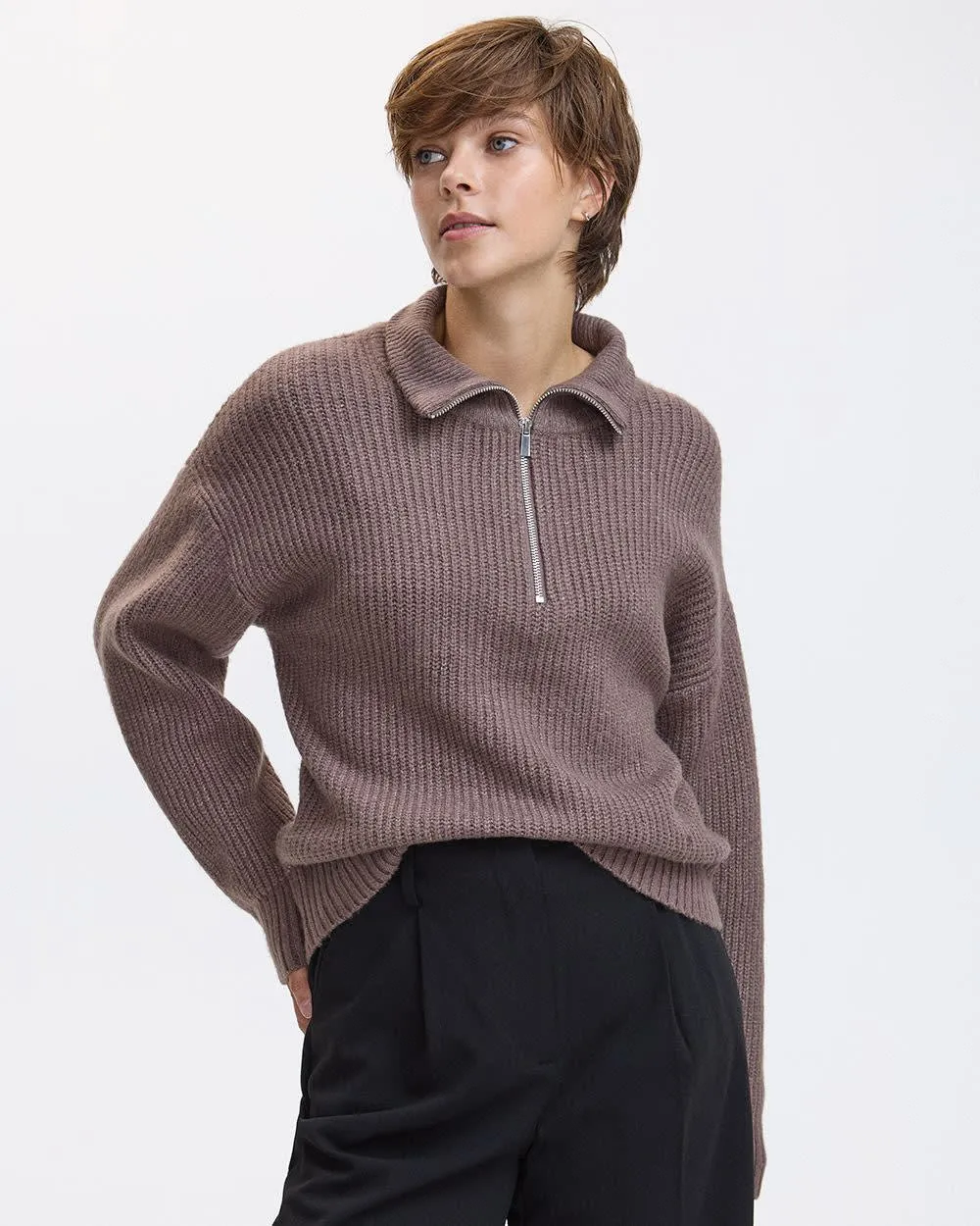 Long-Sleeve PlushSoft Half-Zip Mock-Neck Pullover sold by Reitmans