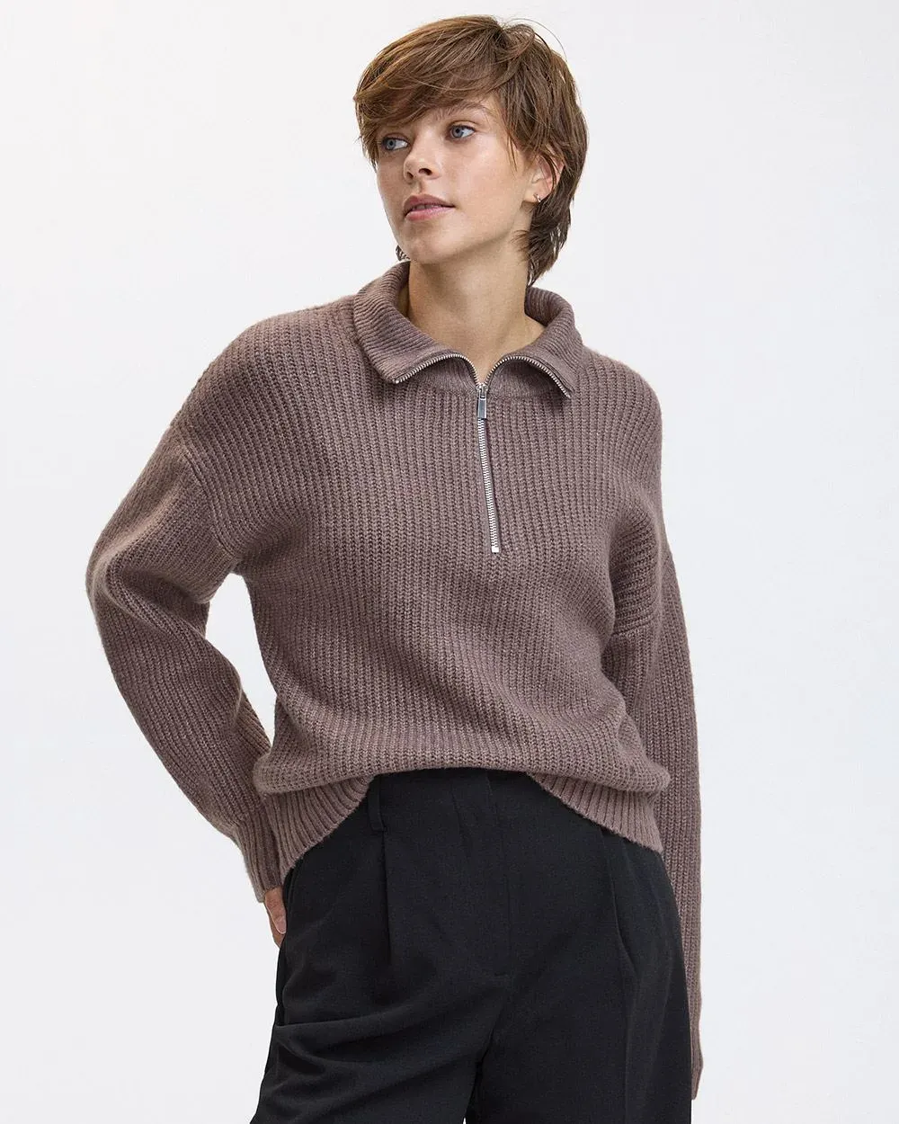 Long-Sleeve PlushSoft Half-Zip Mock-Neck Pullover sold by Reitmans product image thumbnail 5