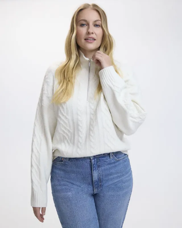 Long-Sleeve Half-Zip Mock-Neck PlushSoft Pullover with Cable Stitches sold by Reitmans