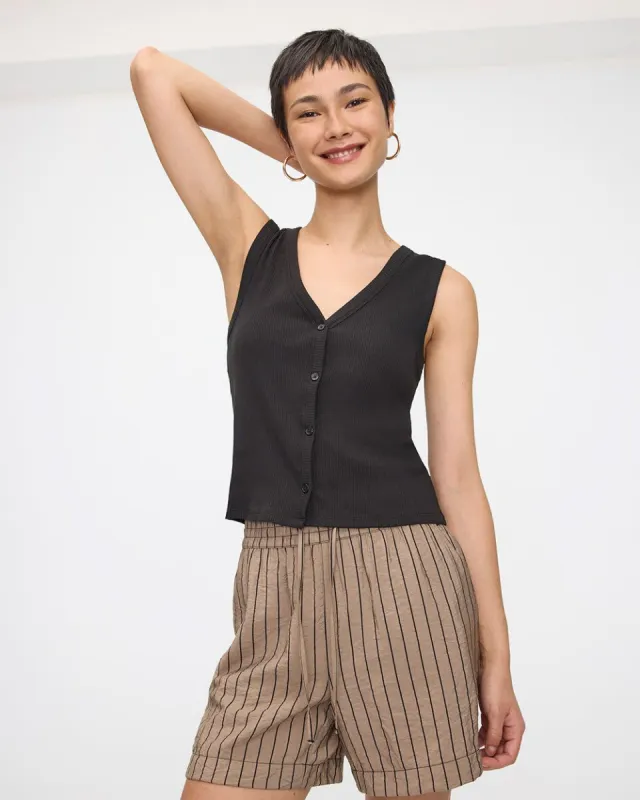 Buttoned-Down V-Neck Tank sold by Reitmans