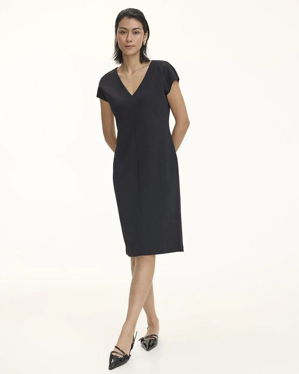 Extended-Sleeve Knit Bodycon Midi Dress sold by Reitmans product image thumbnail 5
