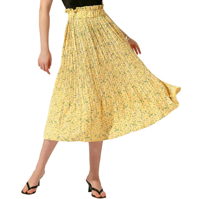 Allegra K - Floral A-Line Pleated Boho Skirt sold by Reitmans