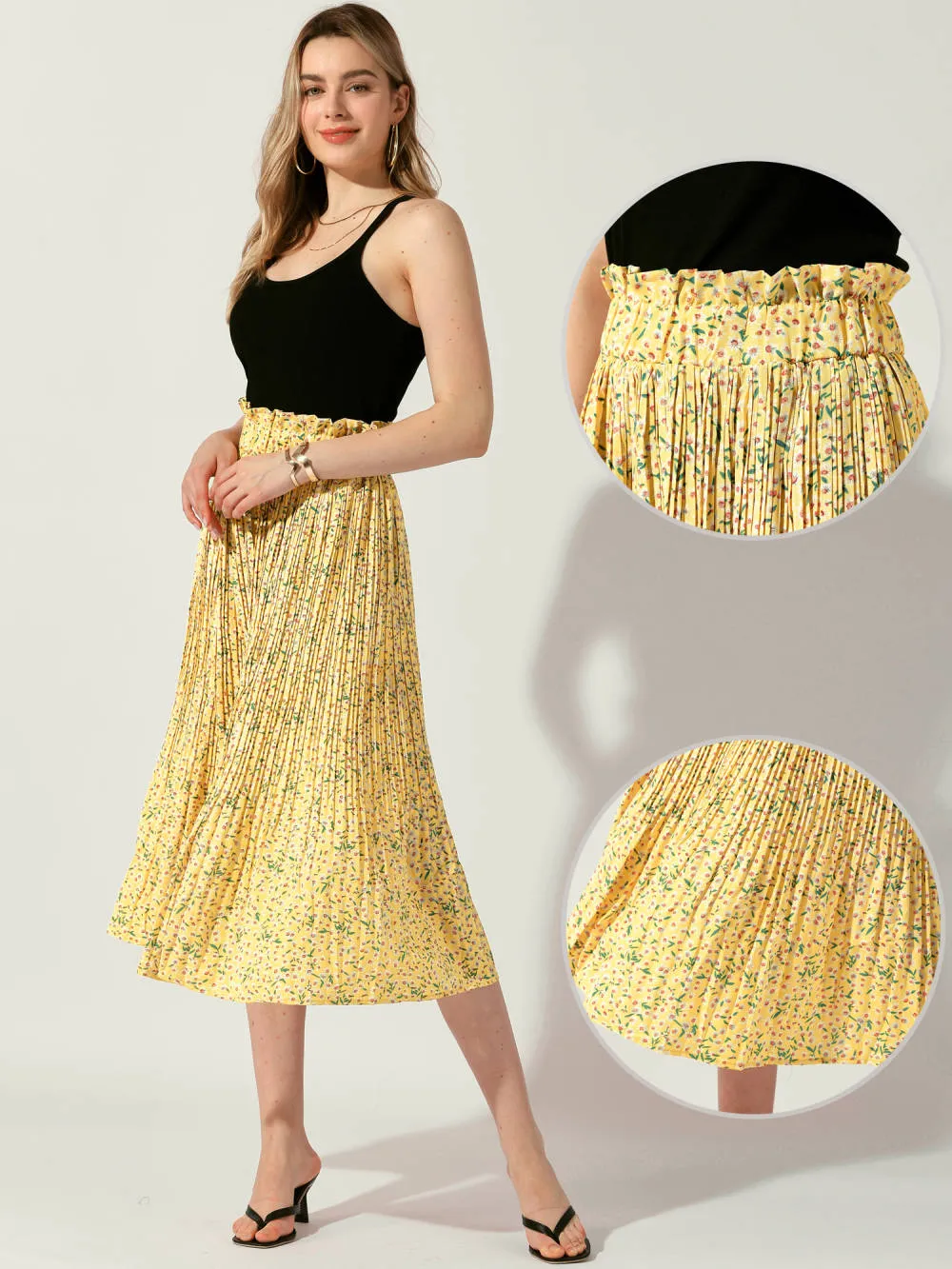 Allegra K - Floral A-Line Pleated Boho Skirt sold by Reitmans product image thumbnail 2