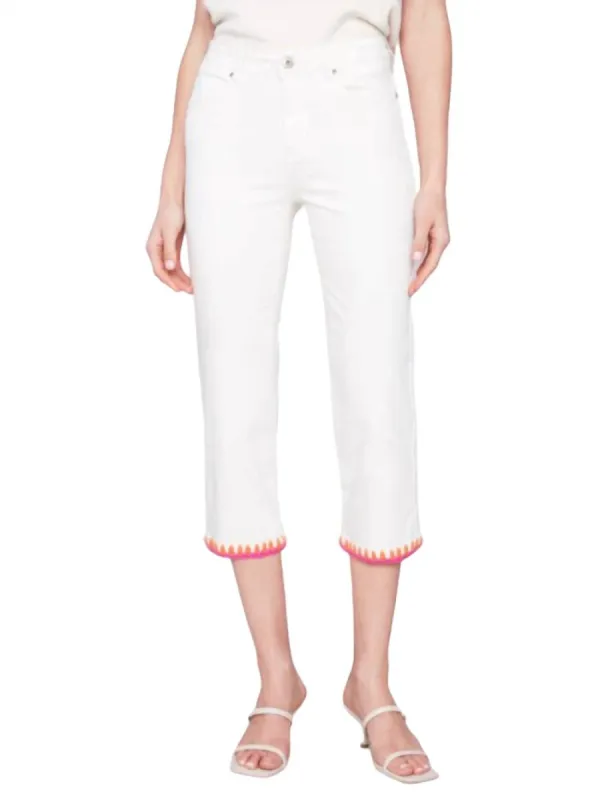 CHARLIE B - Embroidered Stitch Hem Straight Leg Jean sold by Reitmans