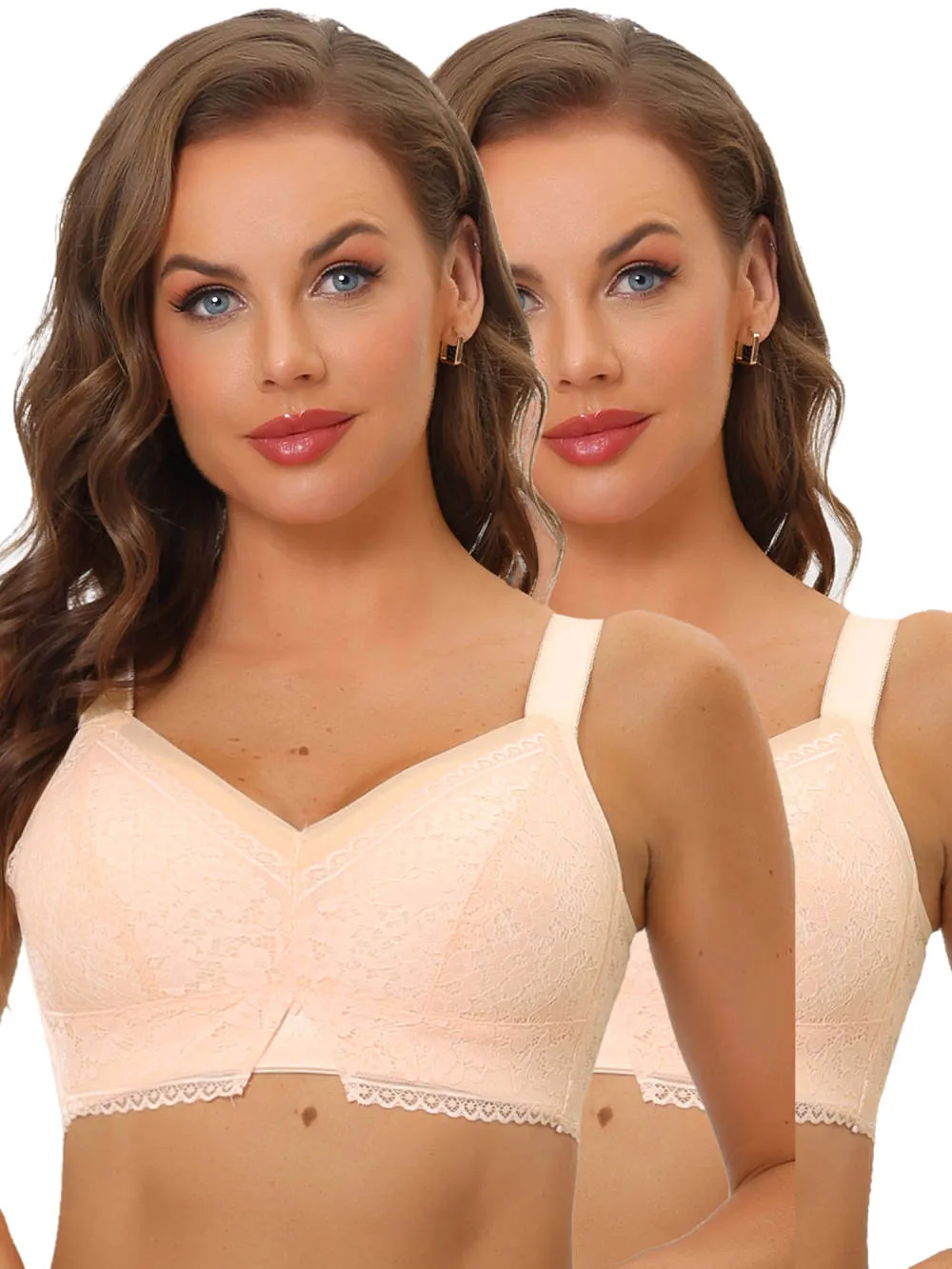 Allegra K - U Back Wireless Lace Bras Pack, Light Beige sold by Reitmans