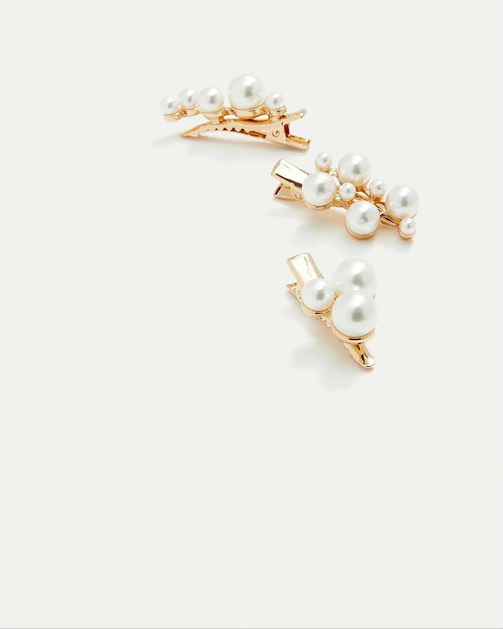 Hair Clips with Pearls - Set of 3 sold by Reitmans