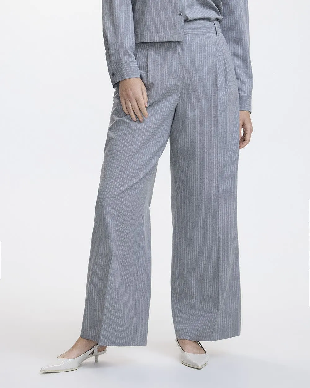 Wide-Leg High-Rise Pinstripe Pant - Curvy Fit sold by Reitmans product image thumbnail 3