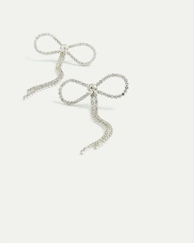 Bow Earrings with Rhinestones sold by Reitmans
