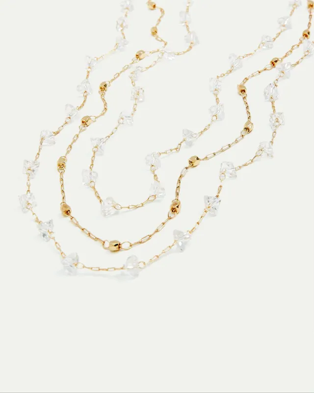 Short Triple-Chain Necklace with Clear Stones sold by Reitmans
