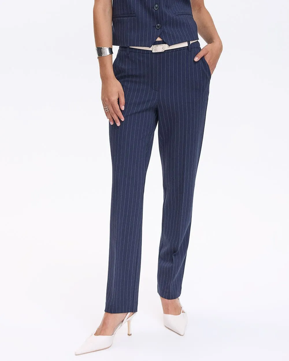 Straight-Leg High-Rise Pinstripe Pants - The Modern Stretch (R) - Petite sold by Reitmans product image thumbnail 3