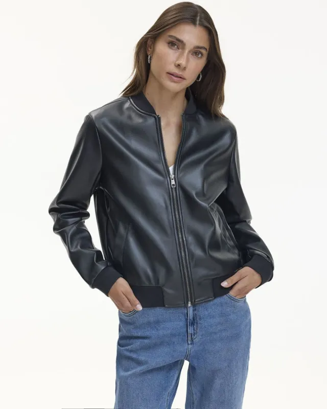 Faux Leather Bomber Jacket sold by Reitmans