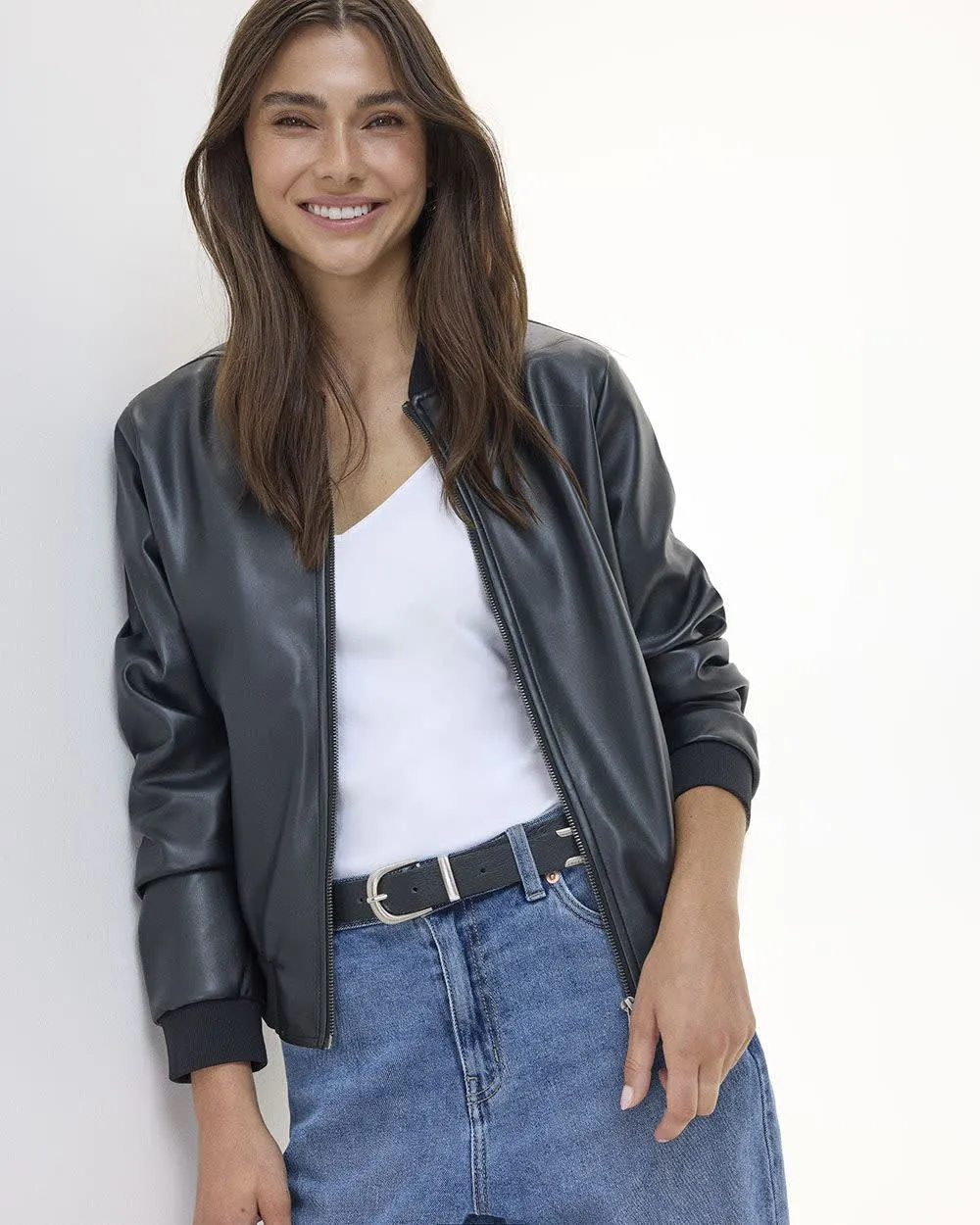 Faux Leather Bomber Jacket sold by Reitmans product image thumbnail 3