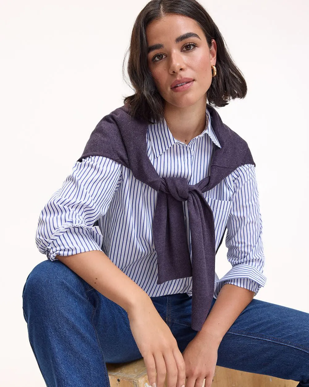 Long-Sleeve Buttoned-Down Blouse with Chest Pocket sold by Reitmans product image thumbnail 3