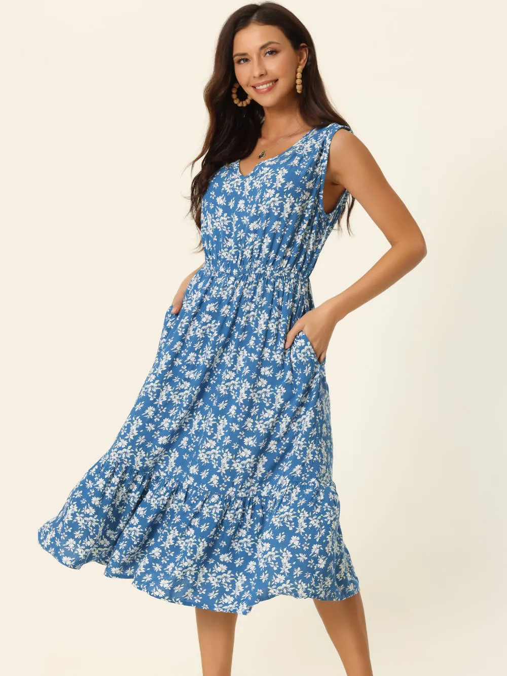 Allegra K - Sleeveless V Neck Floral Flowy Dress sold by Reitmans product image thumbnail 2