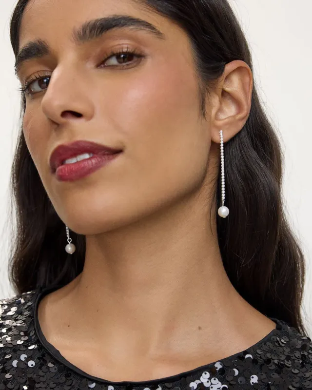 Crystal Chain Earrings with Pearls sold by Reitmans